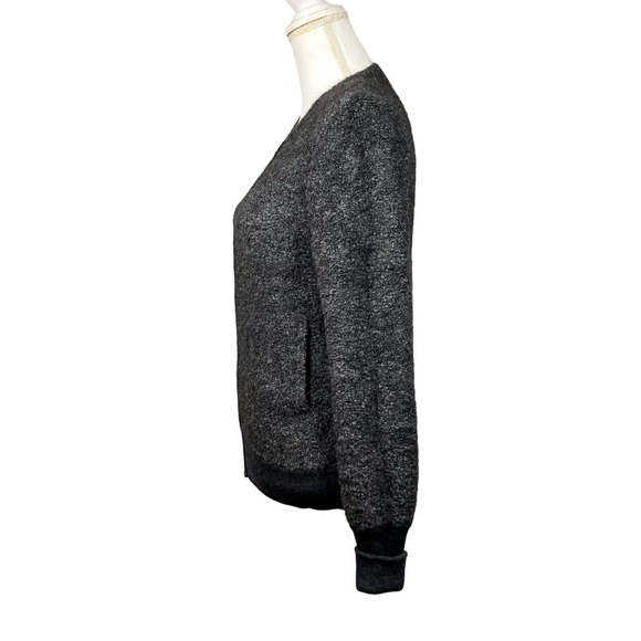 J Crew Zip Up Sweater Charcoal Gray Bumpy Wool Soft & Fluffy Jacket Size L - Picture 3 of 9